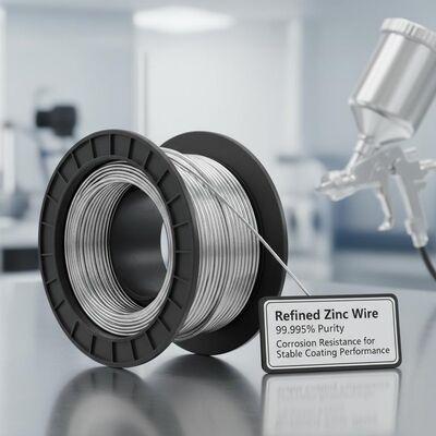 99.995% शुद्धता और स्थिर कोटिंग प्रदर्शन के लिए संक्षारण प्रतिरोध के साथ धातुकरण स्प्रे के लिए परिष्कृत जिंक तार